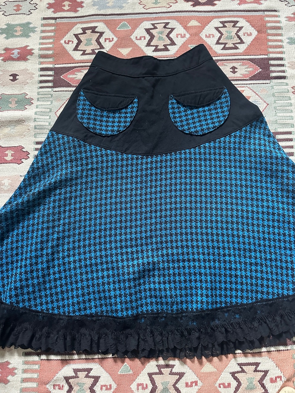RevivALL L upcycled wool midi skirt with elastic waistband and POCKETS